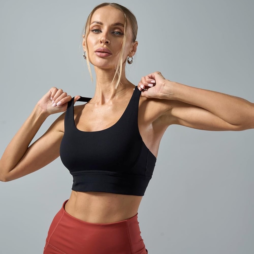 NWOT Super Butter like soft Criss Cross Sports Bra in Black